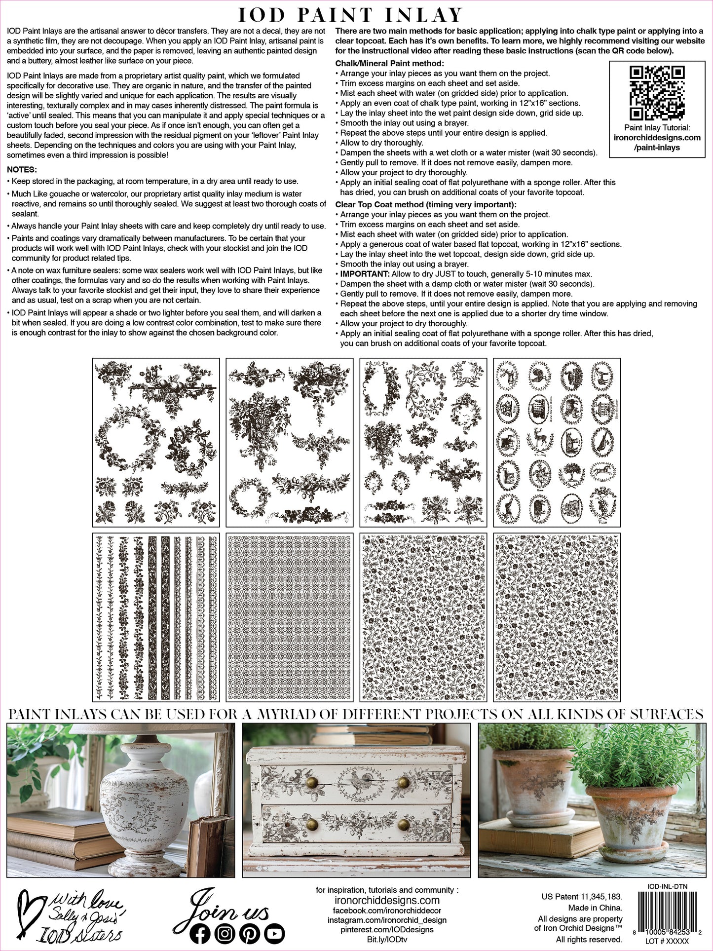 Iron Orchid Designs Delft Traditions Noir Paint Inlay 12" x 16" pad