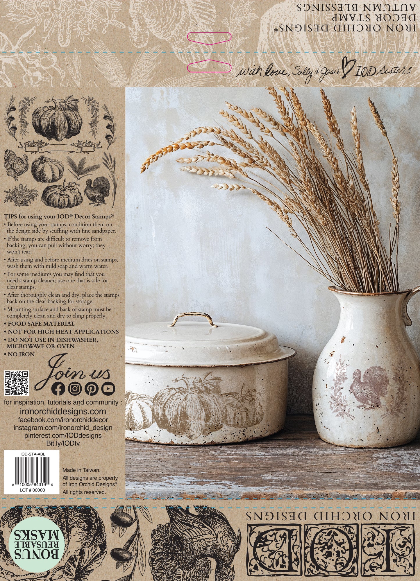 Iron Orchid Designs Autumn Blessings Stamp *New