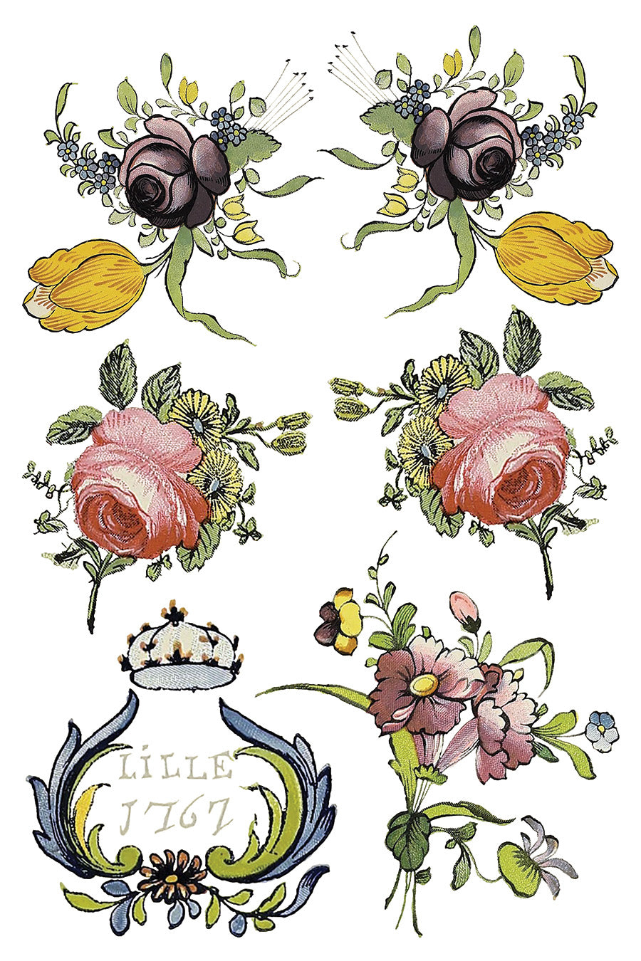 Iron Orchid Designs Fairytale Florals 8" x 12" Transfer Pad