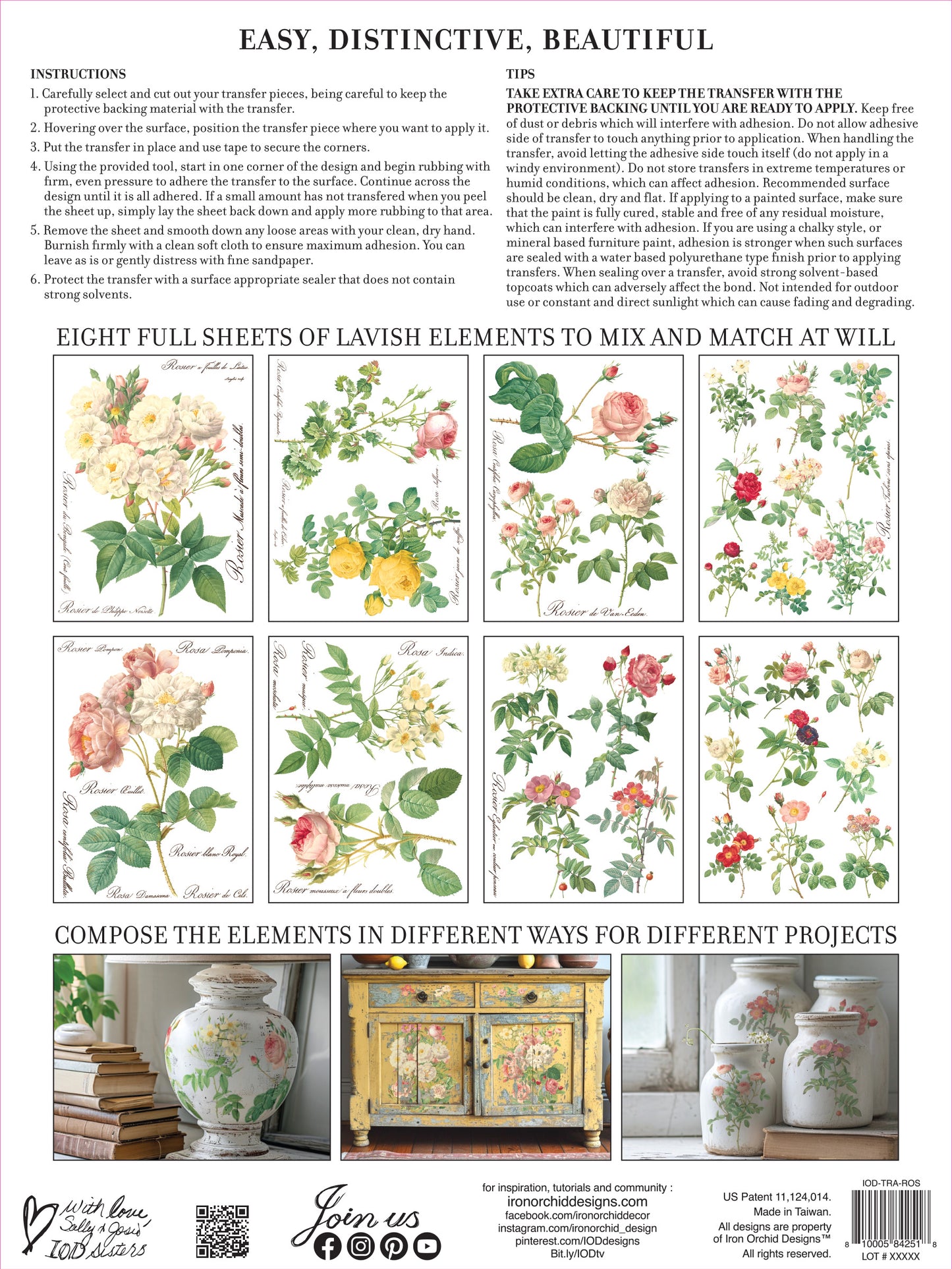 Iron Orchid Designs Rose Botanicals Transfer (8 sheets)