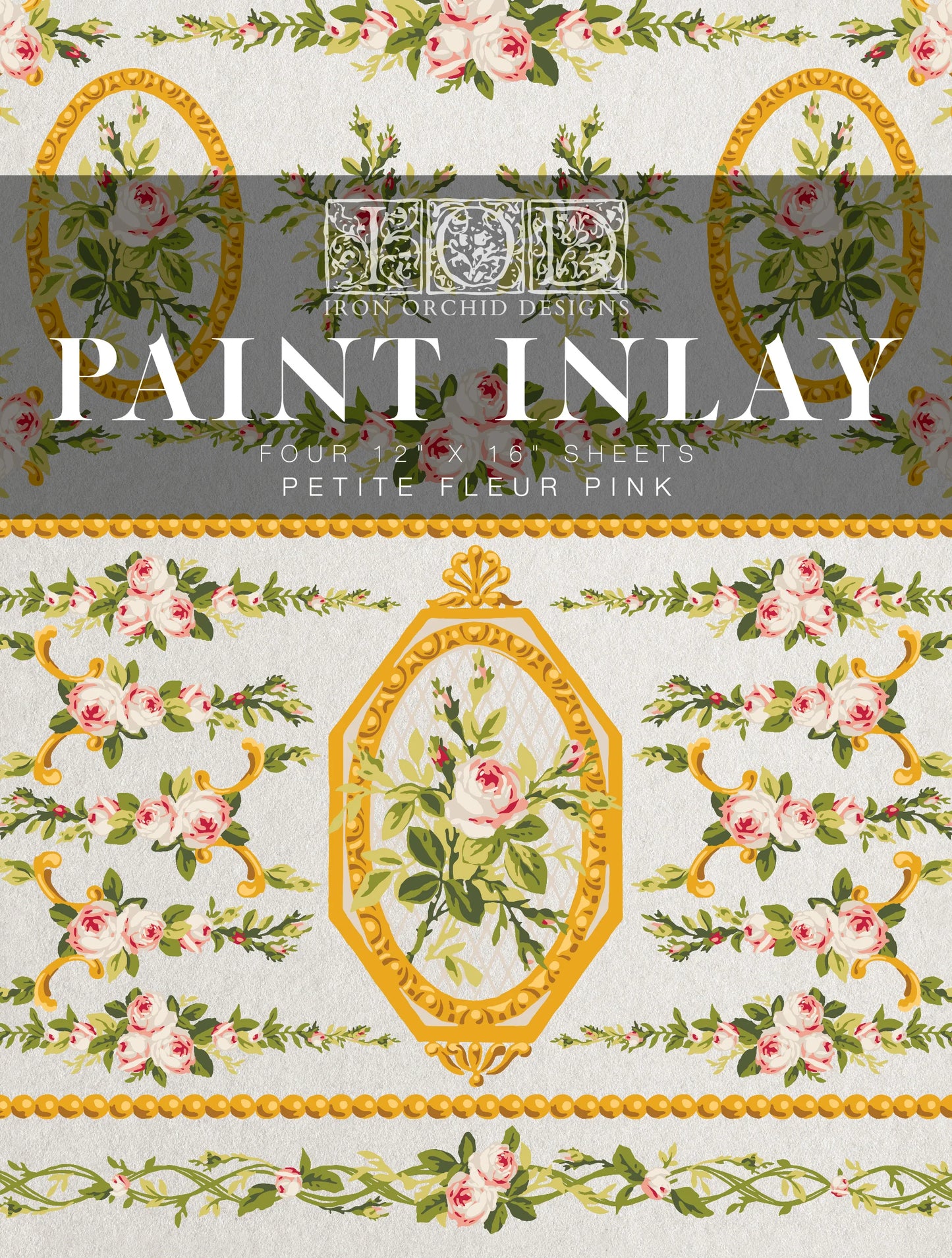 Iron Orchid Designs Petite Fleur Pink Paint Inlay 12" x 16" pad