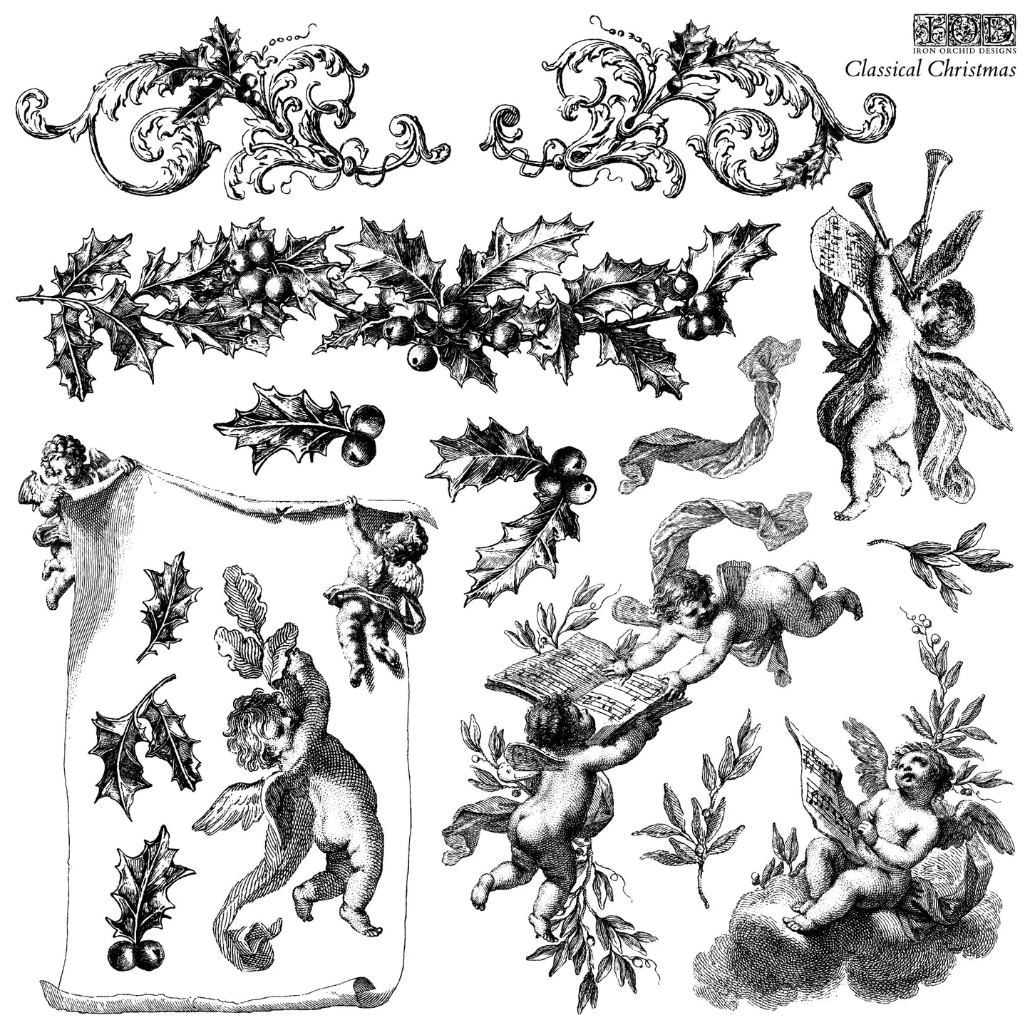 Iron Orchid Designs Classical Christmas Stamp (Retired)