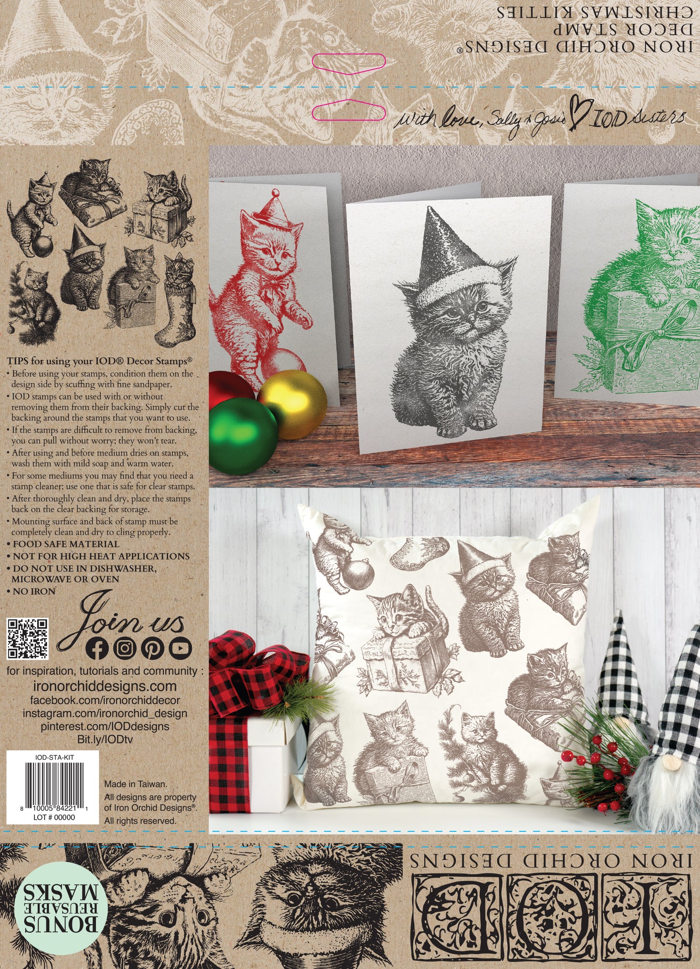 Iron Orchid Designs Christmas Kitties Stamp (Retired)