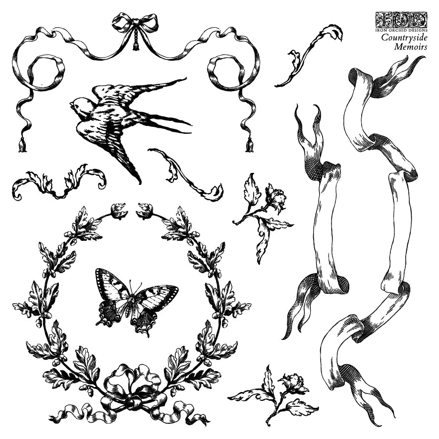 Iron Orchid Designs Countryside Memories 6"x6" Box Stamp Set