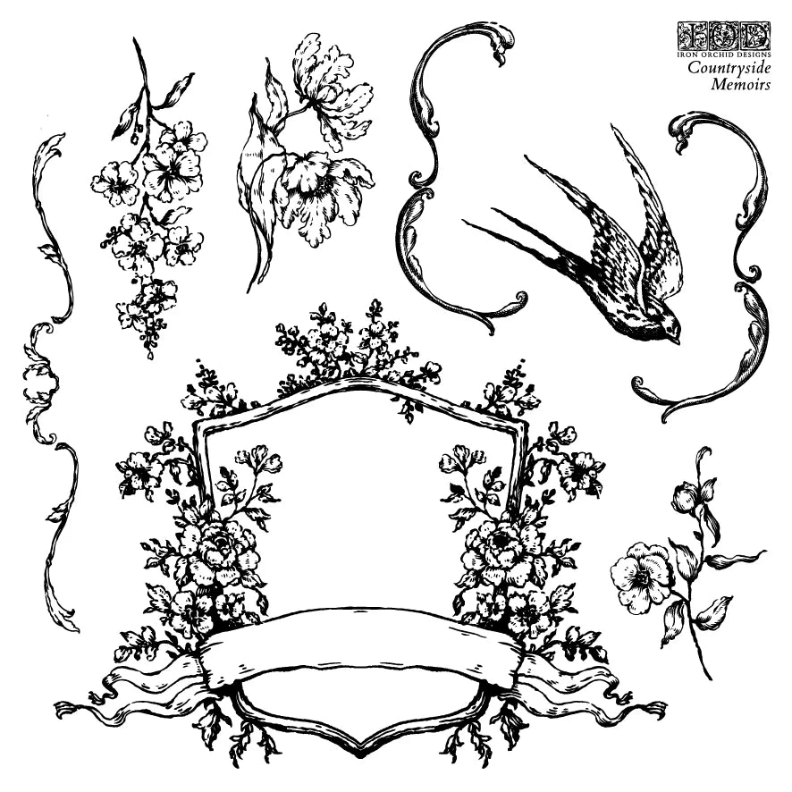 Iron Orchid Designs Countryside Memories 6"x6" Box Stamp Set