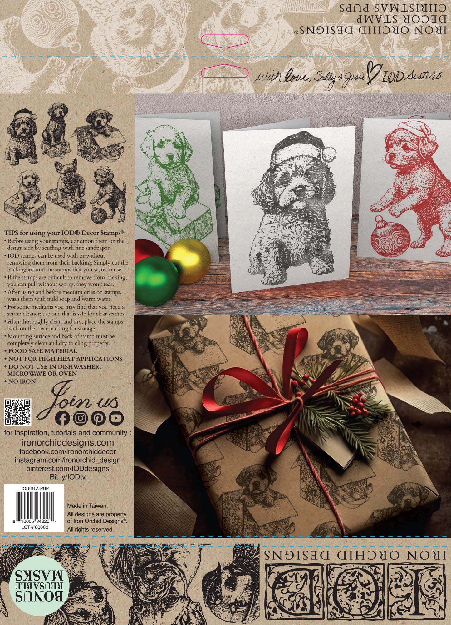 Iron Orchid Designs Christmas Pups Stamp (Retired)