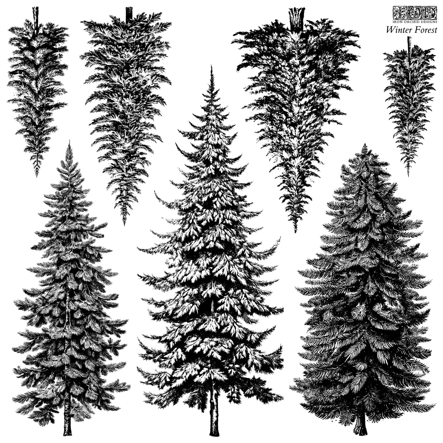 Iron Orchid Designs Winter Forest Stamp
