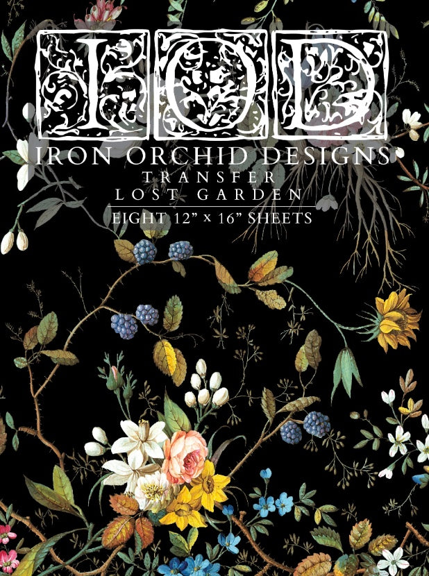 Iron Orchid Designs Lost Garden Transfer (8 sheets 12"x16") *New