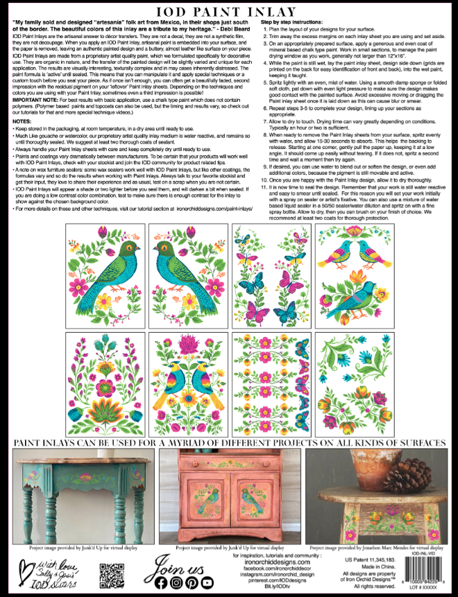 Iron Orchid Designs Vida Flora by Debi Beard Paint Inlay - 12×16 Pad *Limited Edition