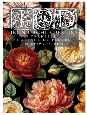 Iron Orchid Designs Collage De Fleurs Transfer (8 sheets)