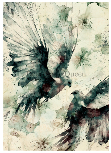 Decoupage Queen Wings of a Dove Rice Paper