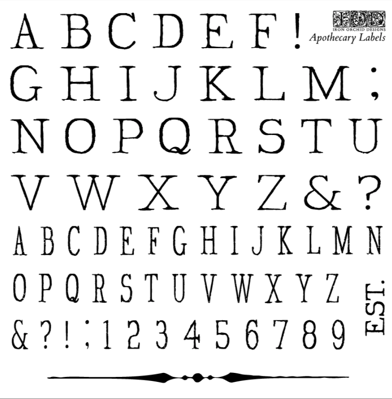 Iron Orchid Designs Apothecary Labels Stamp Set