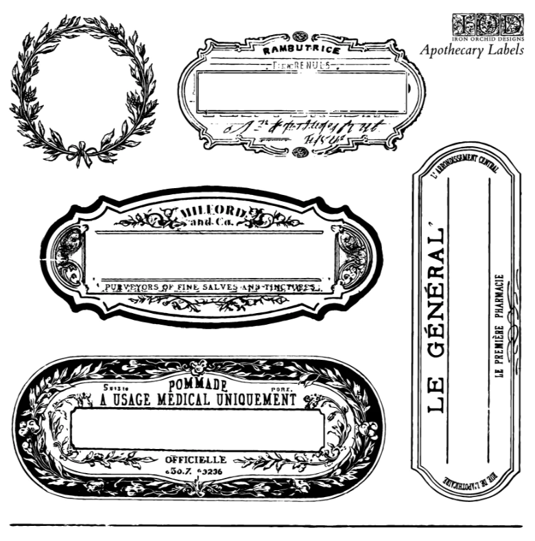 Iron Orchid Designs Apothecary Labels Stamp Set