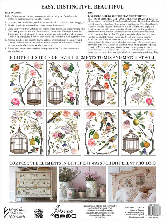 Iron Orchid Designs Menagerie Transfer *New