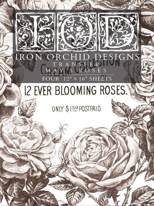 Iron Orchid Designs May's Roses 12" x 16" Transfer Pad (4 sheets)