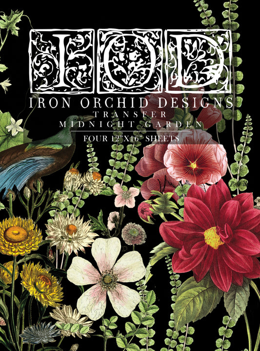 Iron Orchid Designs Midnight Garden Transfer Pad (4 sheets)