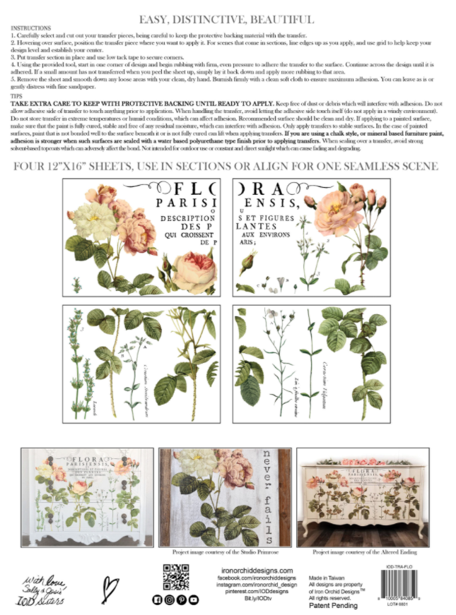Iron Orchid Designs Flora Parisiensis Transfer Pad (4 sheets)