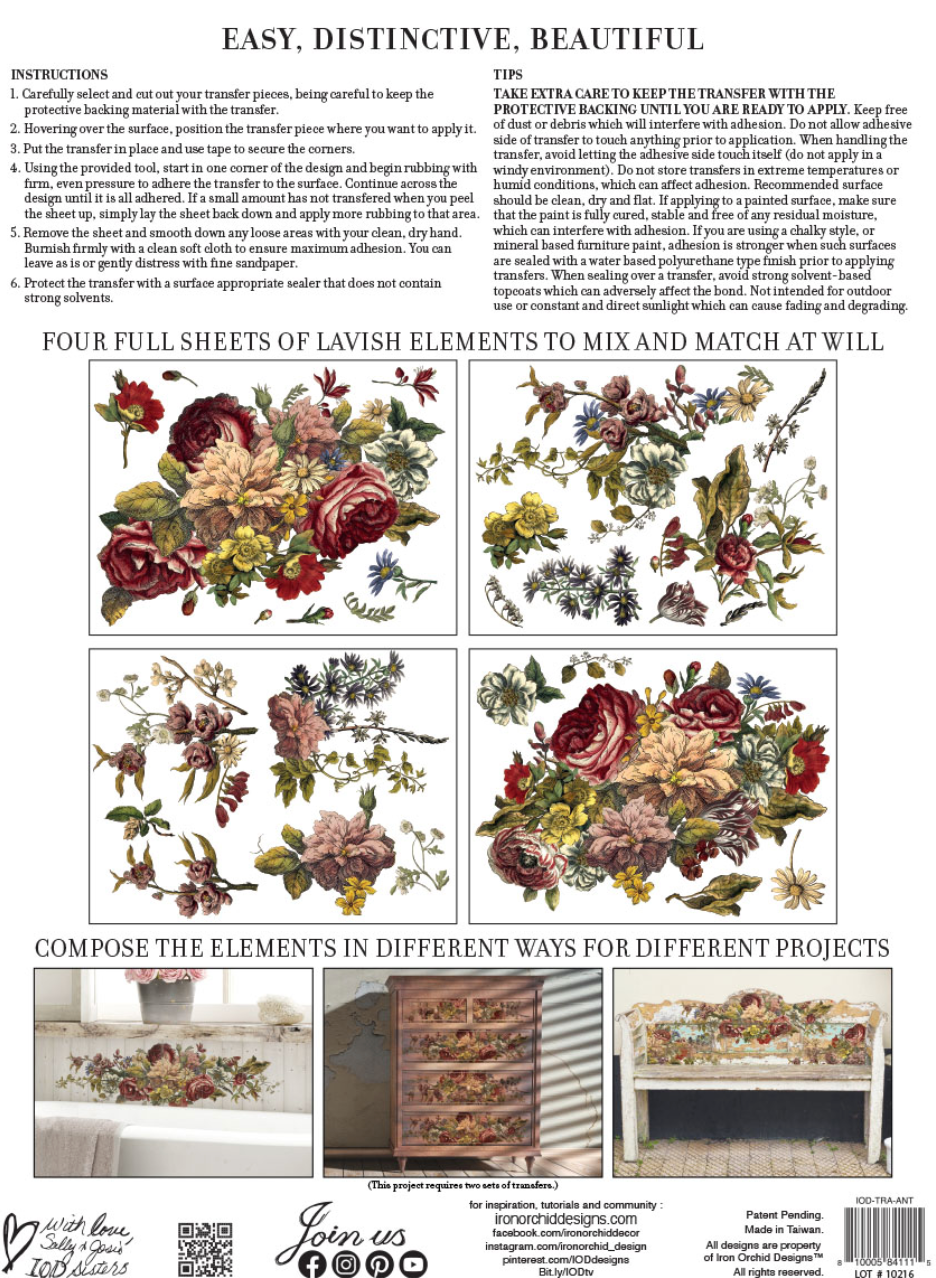 Iron Orchid Designs Floral Anthology 12"x 16" Transfer Pad (4 sheets)
