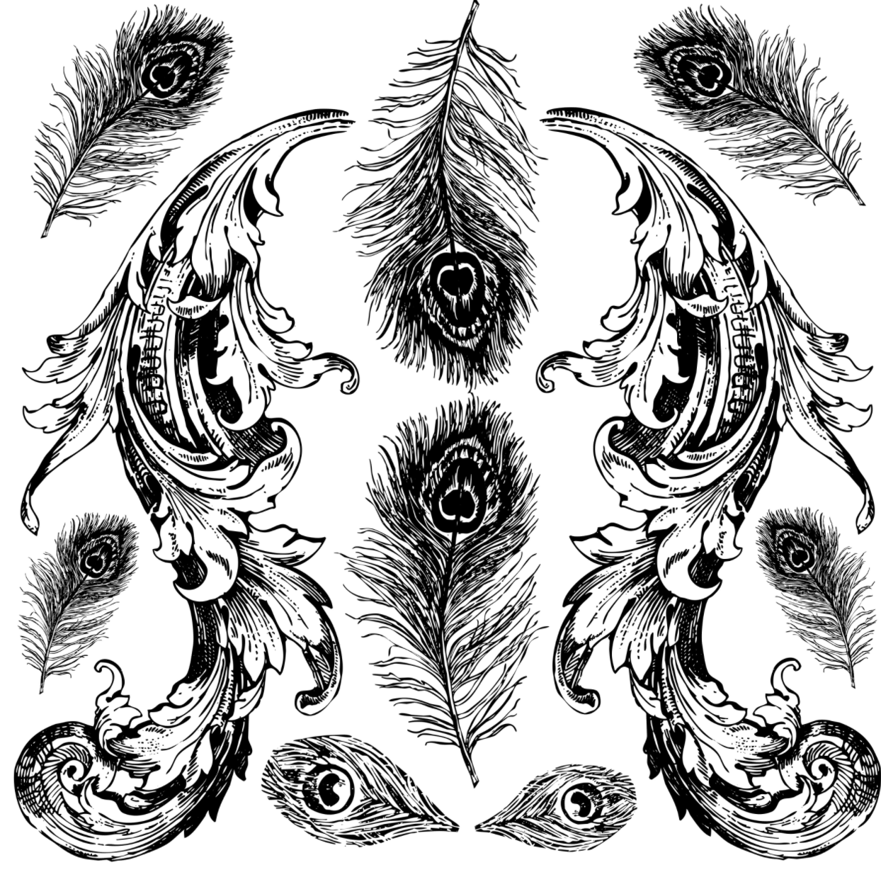 Iron Orchid Designs Pavo Stamp (Retired)