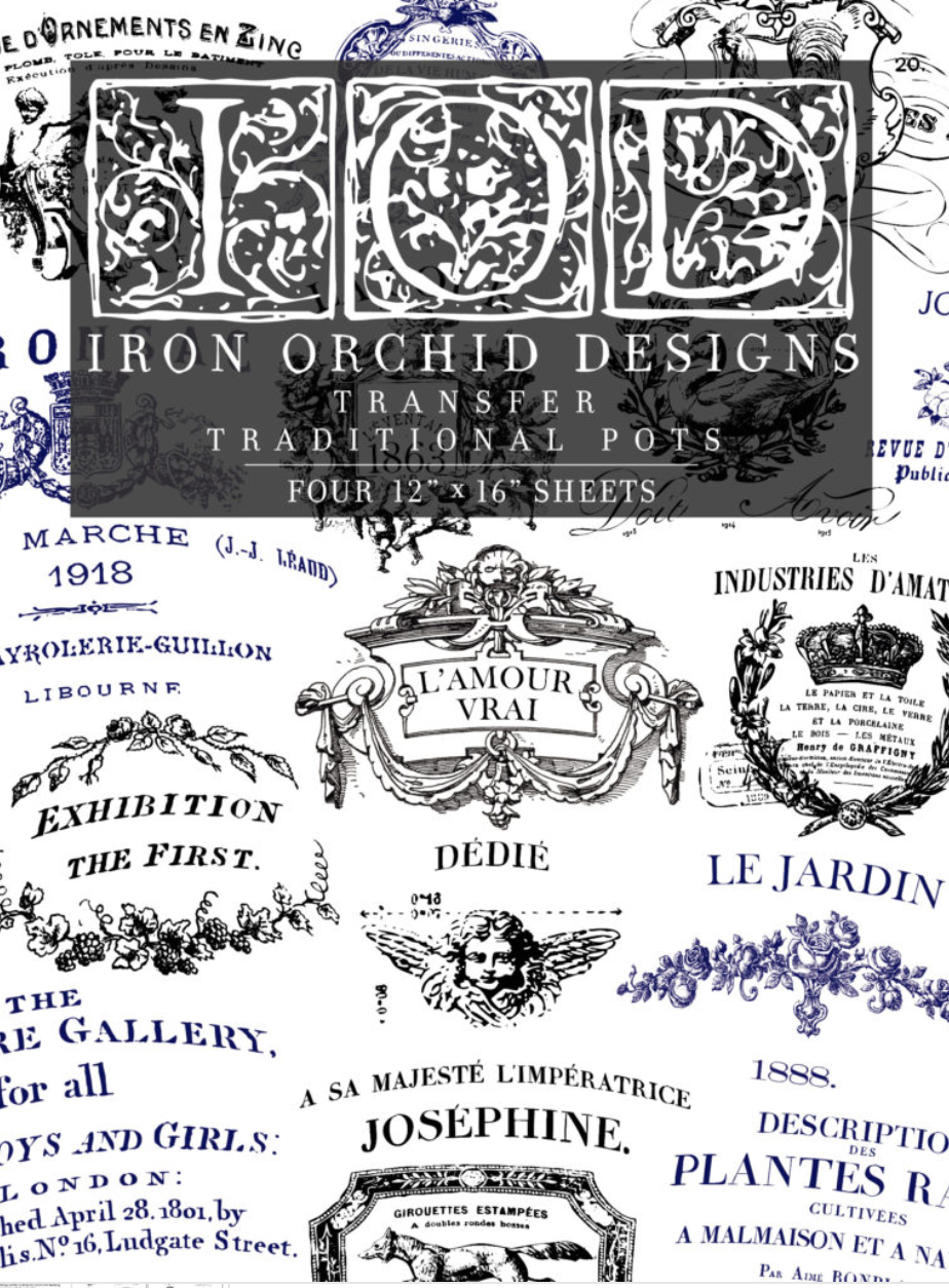 Iron Orchid Designs Traditional Pots 12" x 16" Transfer Pad (4 sheets)