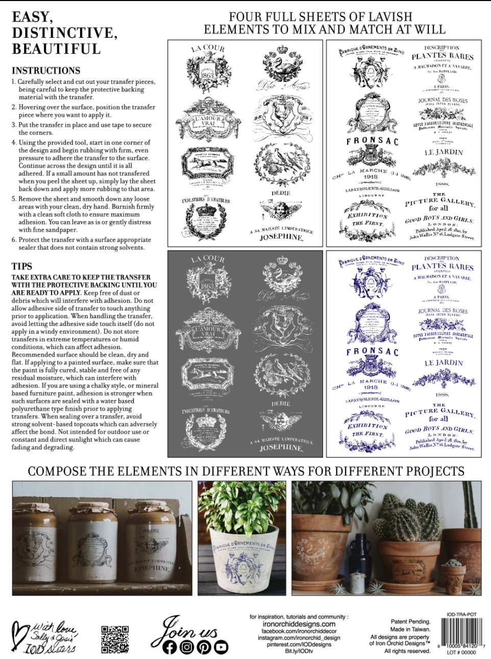 Iron Orchid Designs Traditional Pots 12" x 16" Transfer Pad (4 sheets)