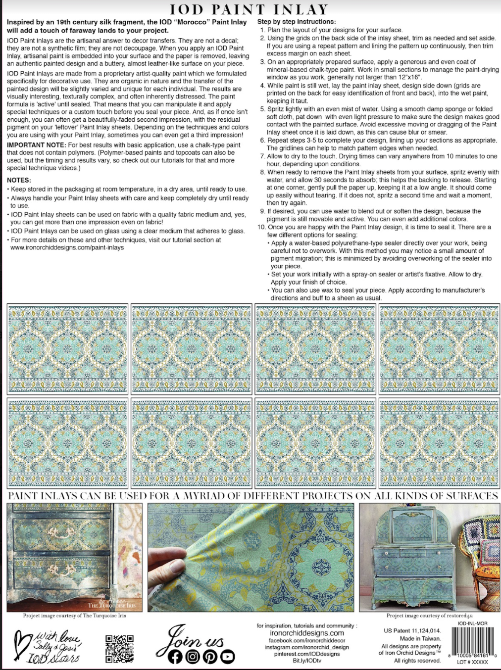 Iron Orchid Designs Morocco Paint Inlay 12" x 16" pad *Limited Supply*