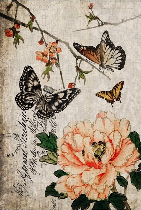 Roycycled Butterfly Floral Decoupage Paper