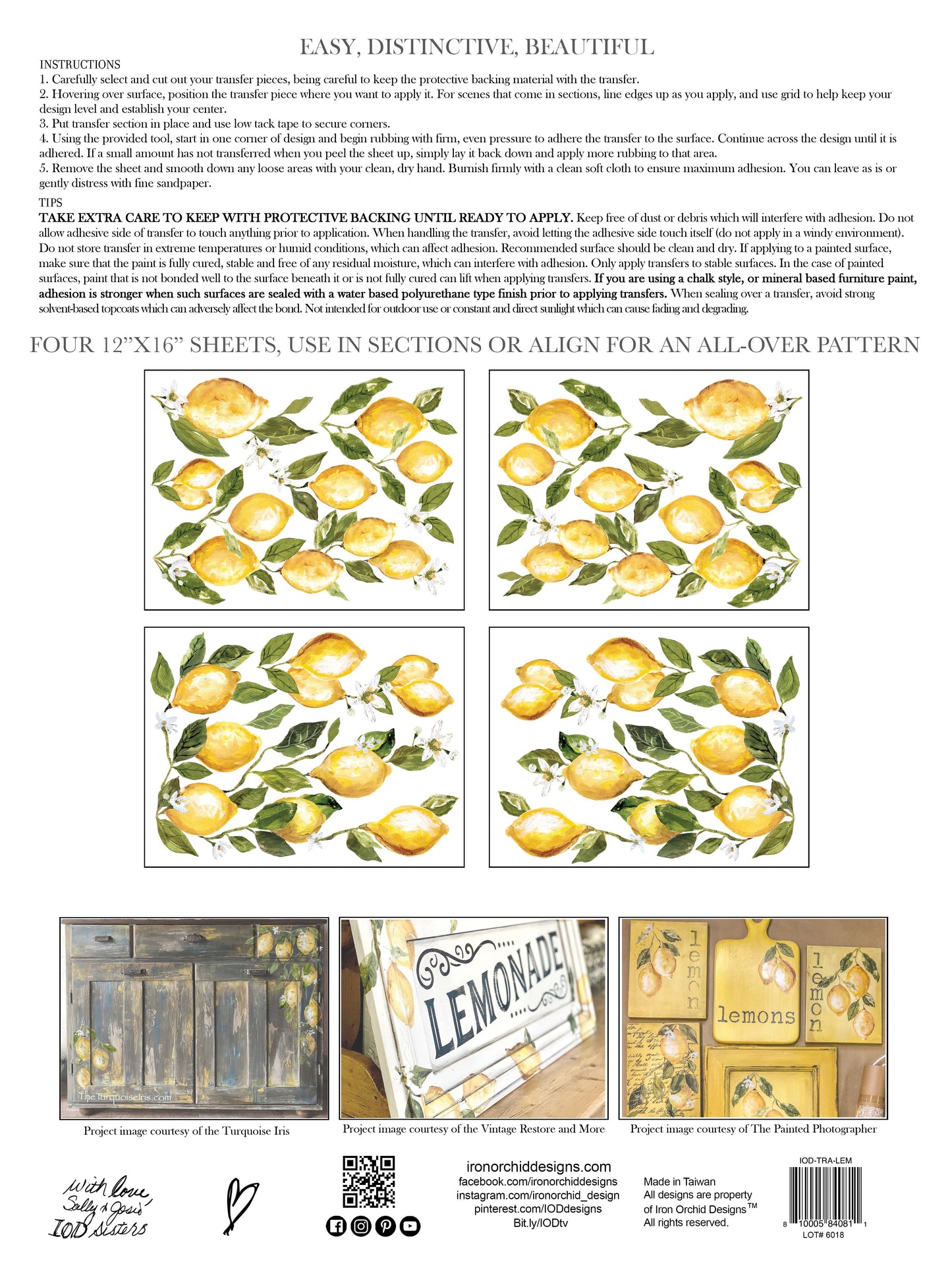 Iron Orchid Designs Lemon Drops Transfer Pad (4 sheets) (Retired)