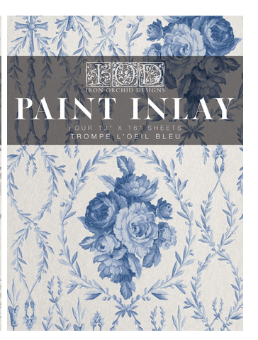 Iron Orchid Designs Trompe l’oeil Bleu Paint Inlay 12x16 Pad *Limited Supply*