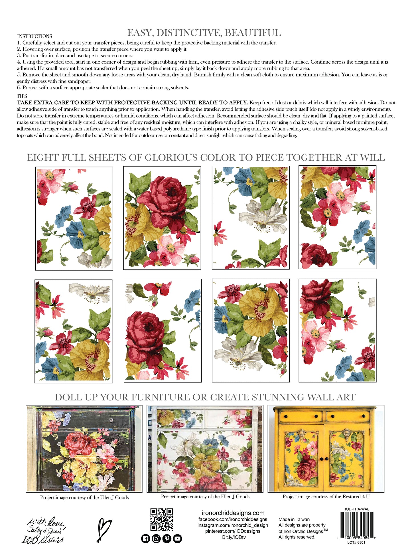 Iron Orchid Designs Wall Flower Transfer Pad (8 sheets)