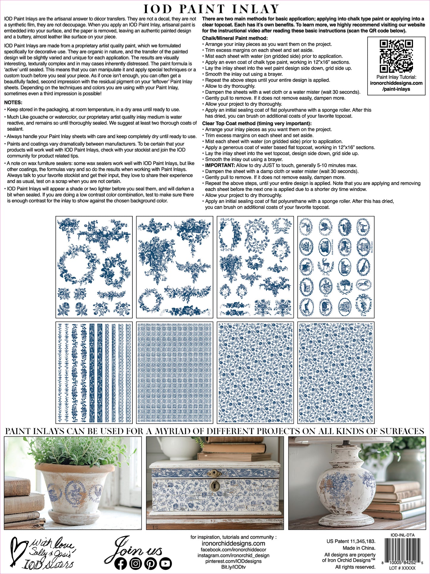 Iron Orchid Designs Delft Traditions Azure Inlay 12" x 16" pad