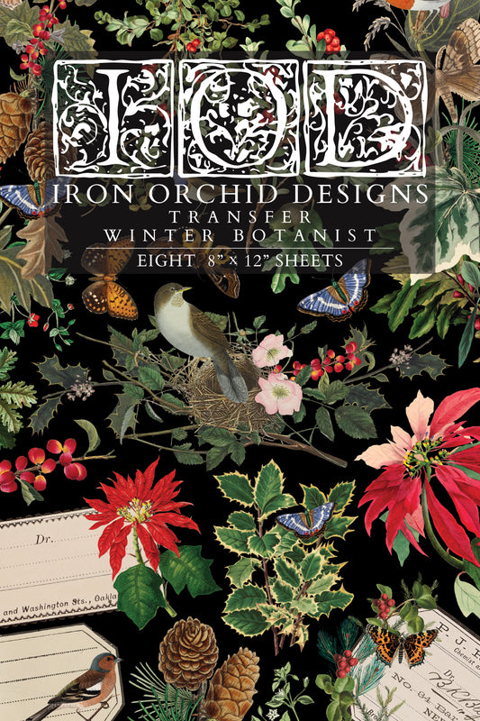 Iron Orchid Designs Winter Botanist 8" x 12" Transfer Pad *New