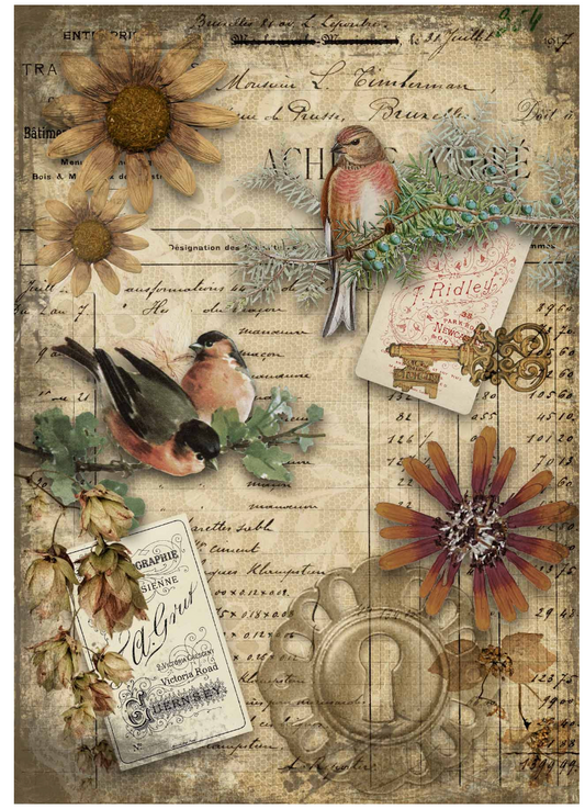 Decoupage Queen Autumn Birds Rice Paper
