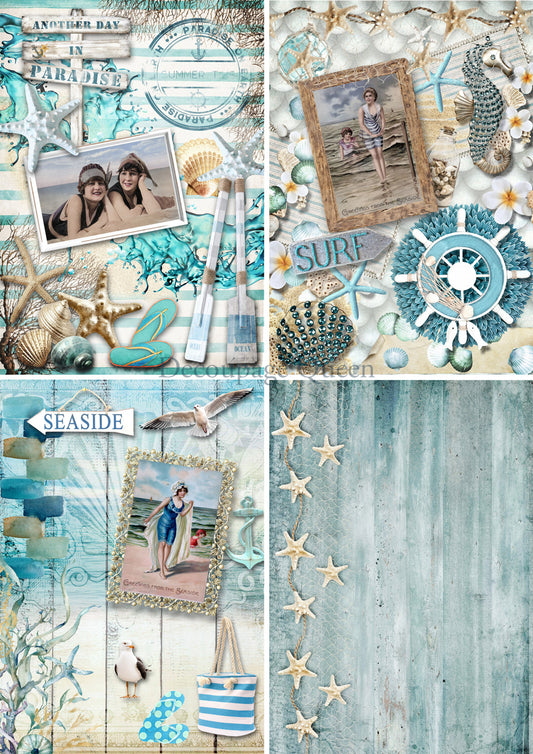 Decoupage Queen Sea Side Four-Pack Vellum Paper