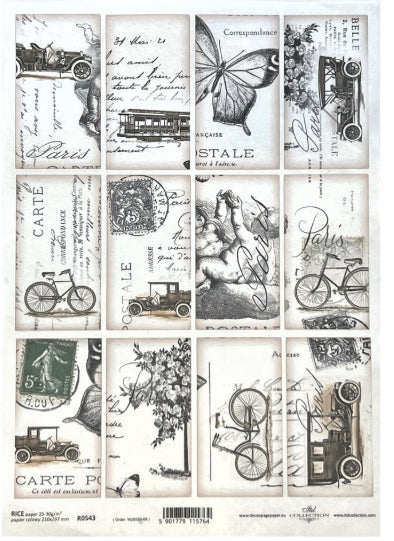 Decoupage Paper by ITD Collection: R0543 Old Paris Cards: Rice Paper