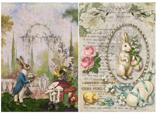 Decoupage Queen Two Bunnies: Rice Paper