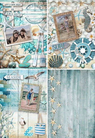 Decoupage Queen Seaside Four-Pics: Vellum