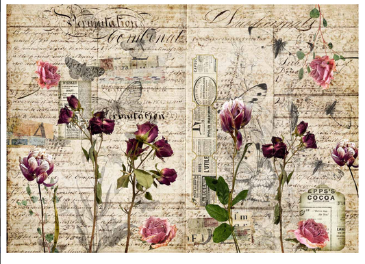 Decoupage Queen Rice Paper: Pressed Flowers