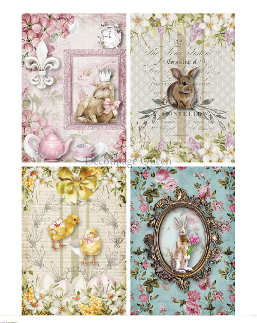 Decoupage Queen Easter Creatures Four-Pack Vellum Papers