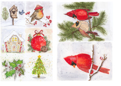Decoupage Queen Victoria's Christmas Birds Rice Paper