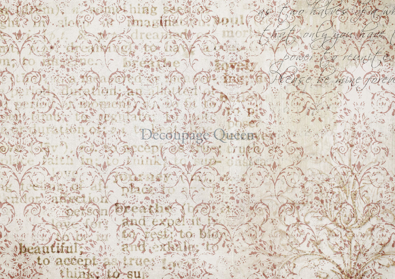 Decoupage Queen Damask Script Rice Paper