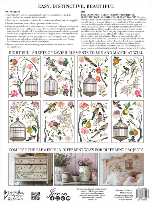 Iron Orchid Designs Menagerie Transfer *New