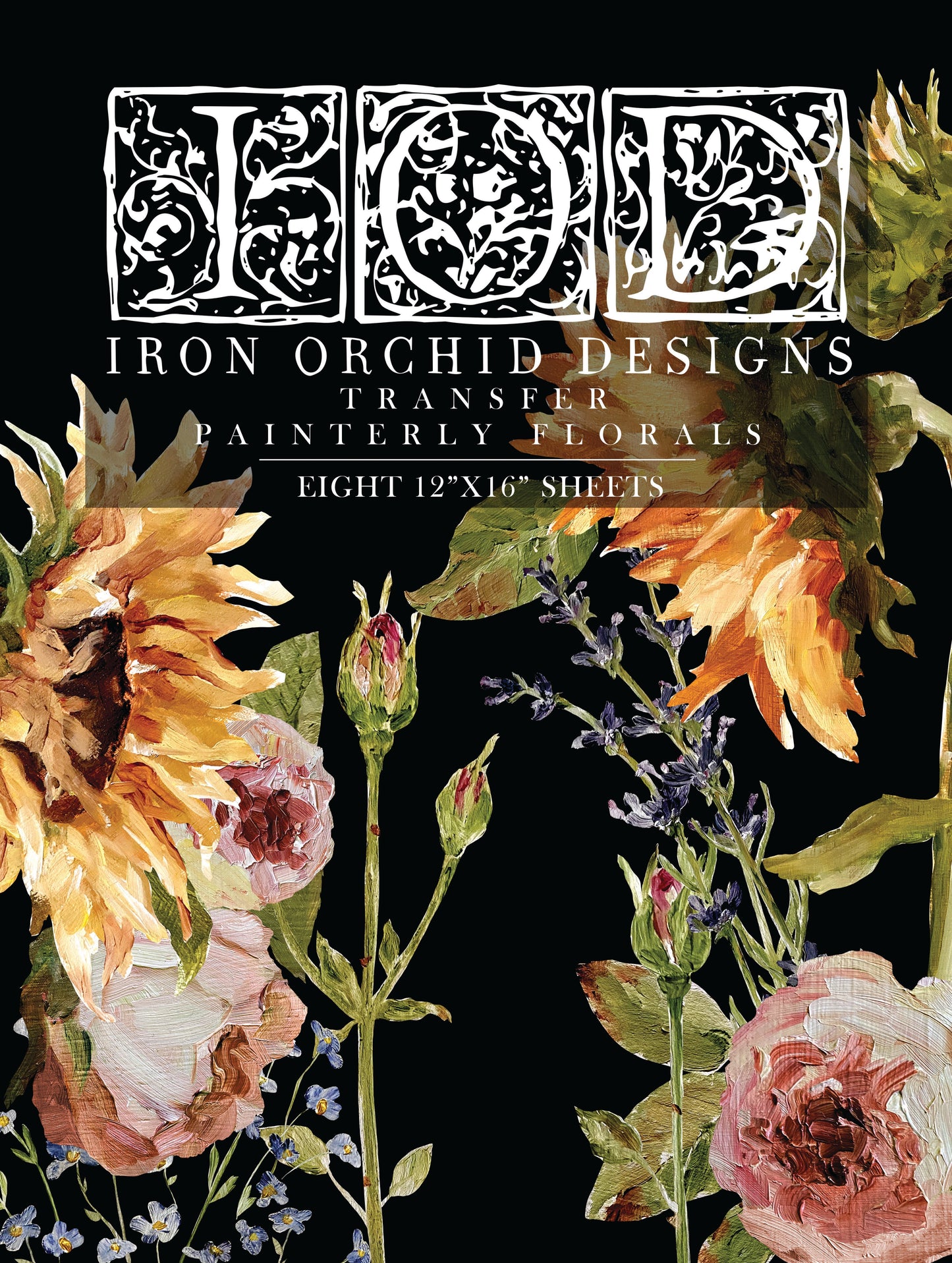 Iron Orchid Designs Painterly Florals Transfer Pad (8 sheets)