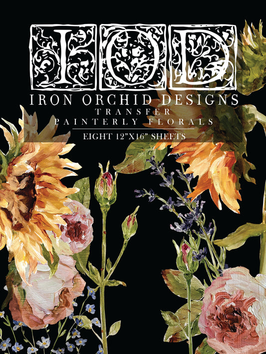 Iron Orchid Designs Painterly Florals Transfer Pad (8 sheets)