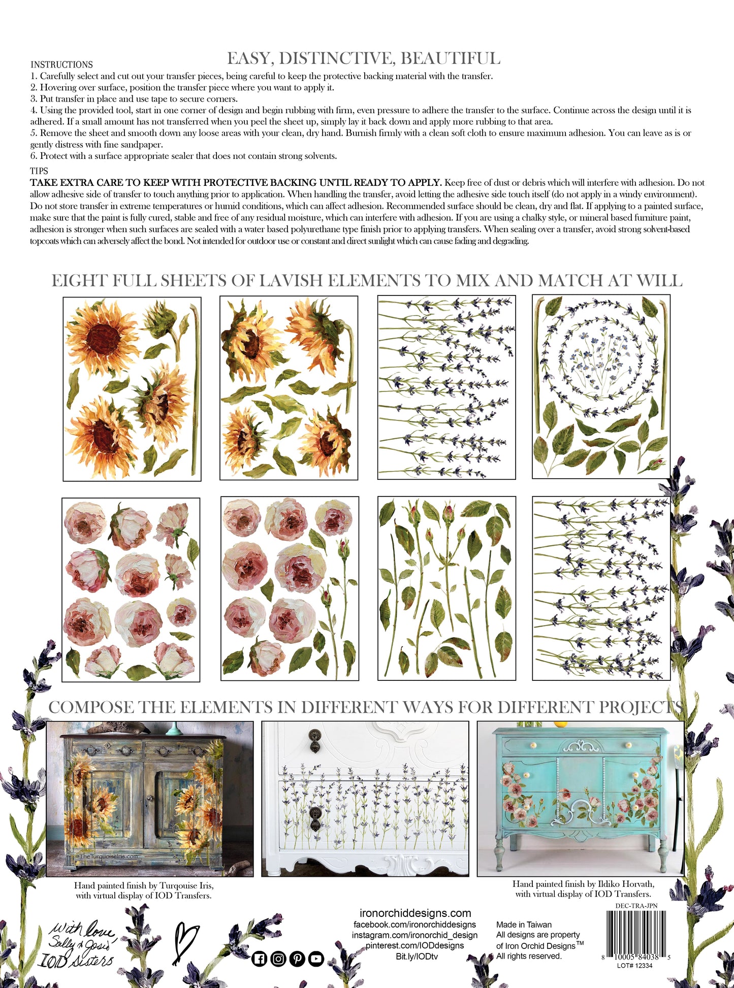 Iron Orchid Designs Painterly Florals Transfer Pad (8 sheets)