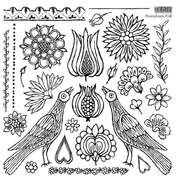 Iron Orchid Designs Pennsylvania Folk Art Stamp