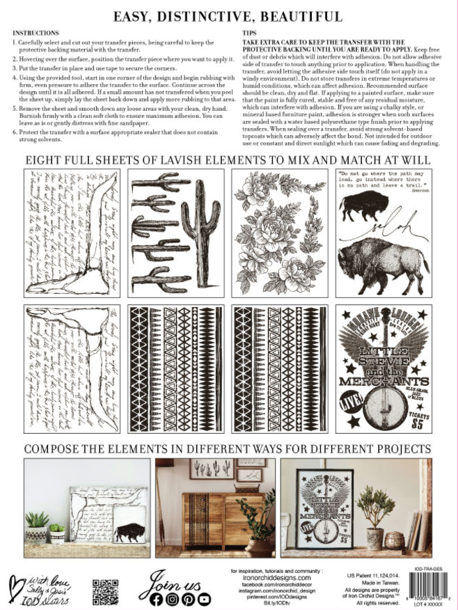 Iron Orchid Designs Desperado Transfer Pad *Limited Supply (8 sheets)