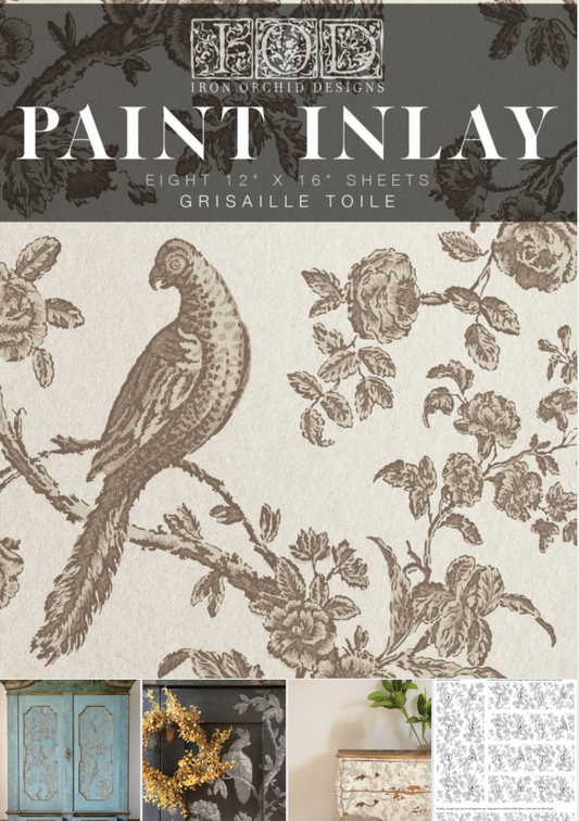 Iron Orchid Designs Grisaille Toile Paint Inlay 12" x 16" pad