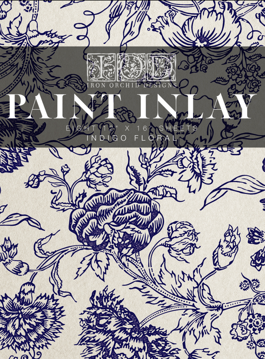 Iron Orchid Designs Indigo Floral Paint Inlay 12" x 16" pad