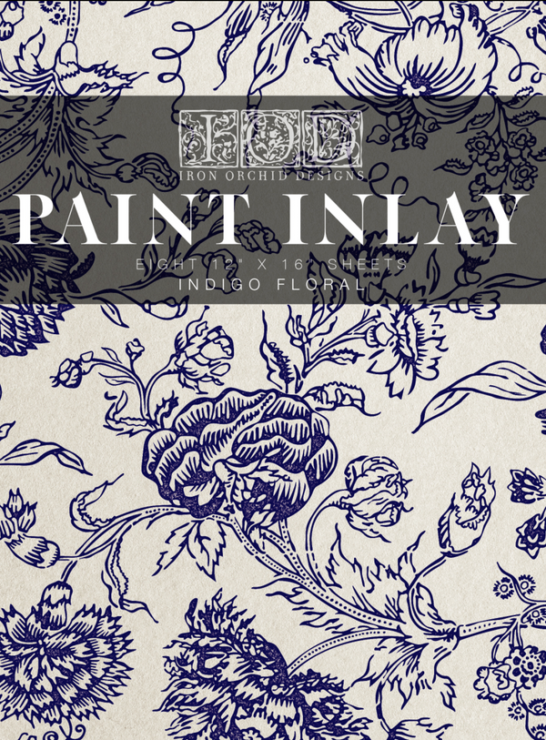 Iron Orchid Designs Indigo Floral Paint Inlay 12